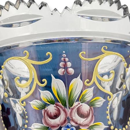 BOHEMIA ボヘミアグラス　ブルーラスターローズ　クリスタル　花瓶　箱付 BOHEMIA GLASS (ボヘミア グラス) 花瓶 ブルーラスターローズ