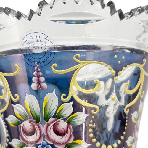 BOHEMIA GLASS (ボヘミア グラス) ガラス花瓶 ブルーラスターローズ