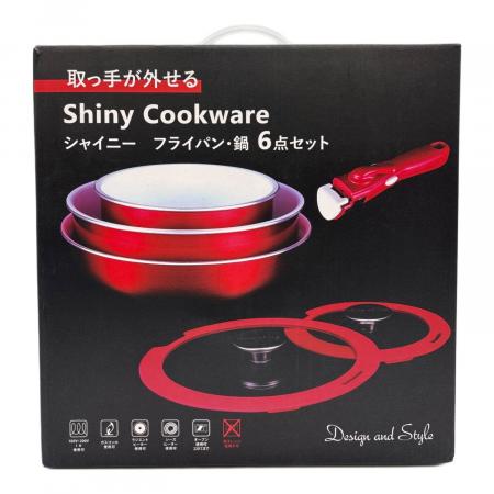D&S (ディーアンドエス) シャイニー フライパン・鍋6点セット レッド