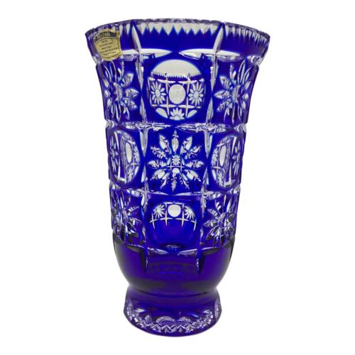 POLONIA (ポロニア) 花瓶 ブルー 切子