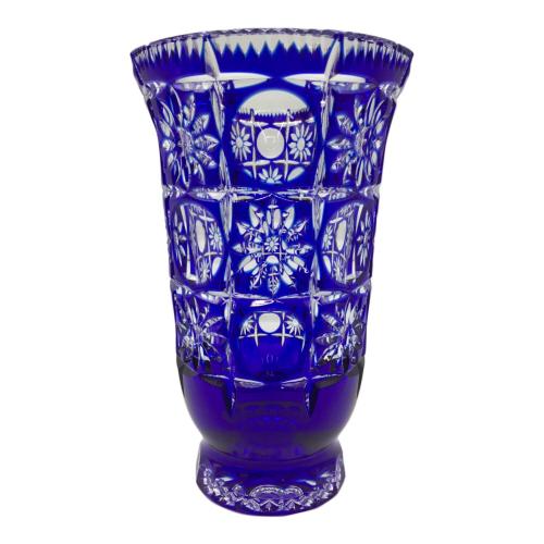 POLONIA (ポロニア) 花瓶 ブルー 切子