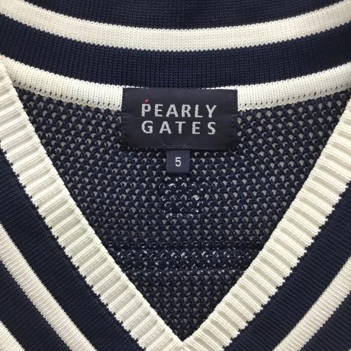 PEARLY GATES (パーリーゲイツ) メッシュベスト ゴルフウェア 053-7173201 メンズ SIZE 5 ホワイト×ネイビー