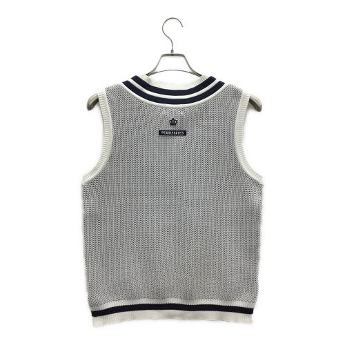 PEARLY GATES (パーリーゲイツ) メッシュベスト ゴルフウェア 053-7173201 メンズ SIZE 5 ホワイト×ネイビー