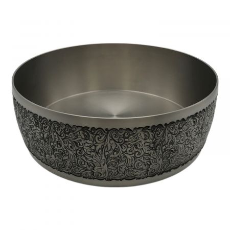 ケ*ン様 銀杯 銀細工 銀製ボウル 直径約21cm ラオス 1997年 ガラスケ ケ*ン様 銀杯 銀細工 銀製ボウル 直径約21cm ラオス 1997年 ガラスケ