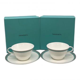 TIFFANY & Co. (ティファニー) カップ&ソーサー プラチナブルーバンド 2Pセット