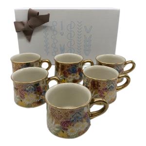 九谷焼 (クタニヤキ) 金彩花詰茶器 章山 6Pセット