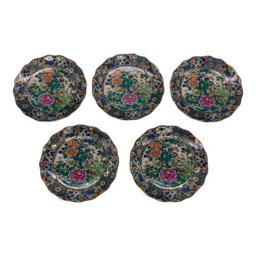 九谷焼 (クタニヤキ) 銘々皿 青粒鉄線 5Pセット