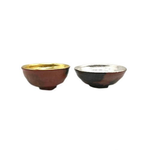 佐々木松楽 (ササキショウラク) 茶碗 金銀一双茶碗 嶋台茶碗 2Pセット
