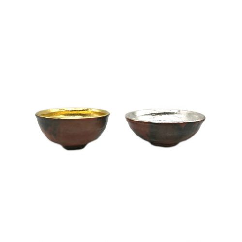 佐々木松楽 (ササキショウラク) 茶碗 金銀一双茶碗 嶋台茶碗 2Pセット
