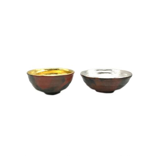 佐々木松楽 (ササキショウラク) 茶碗 金銀一双茶碗 嶋台茶碗 2Pセット