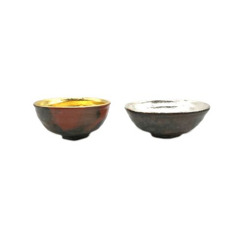 佐々木松楽 (ササキショウラク) 茶碗 金銀一双茶碗 嶋台茶碗 2Pセット
