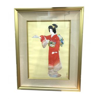 絵画　上村松園　序の舞　金箔貼手摺木版画　限定243/380