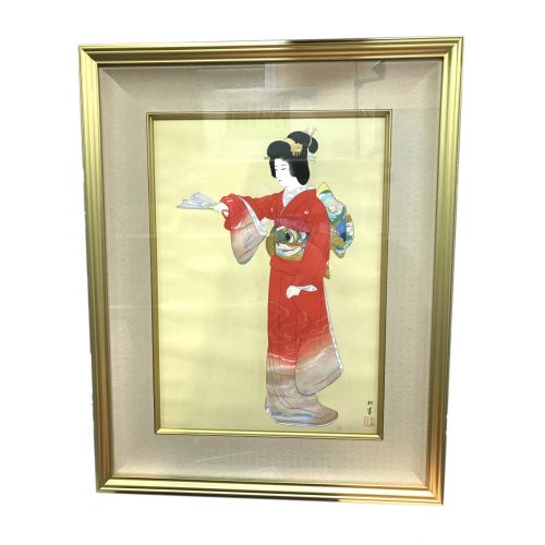 絵画　上村松園　序の舞　金箔貼手摺木版画　限定243/380