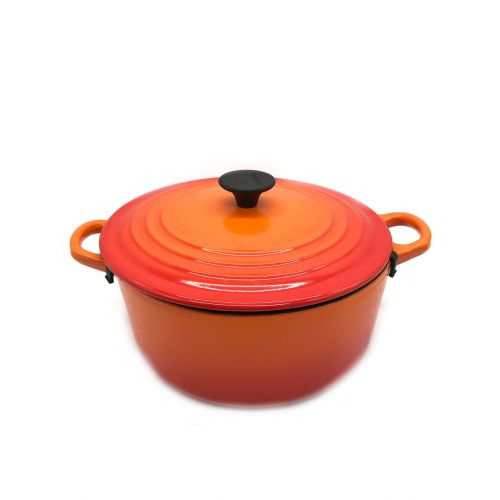 LE CREUSET (ルクルーゼ) 両手鍋 オレンジ Tradition Cocotte Ronde ...