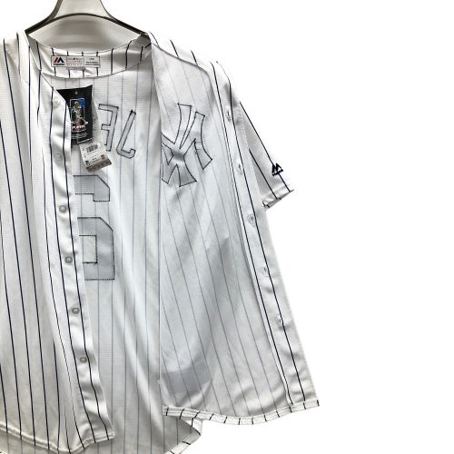 Majestic (マジェスティック) ベースボールシャツ メンズ SIZE L ホワイト×ネイビー ストライプ 春夏物 デレク・ジーター