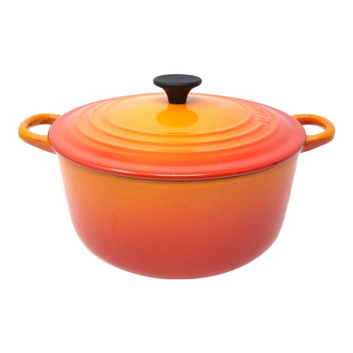 LE CREUSET (ルクルーゼ) 両手鍋 SIZE 22 オレンジ