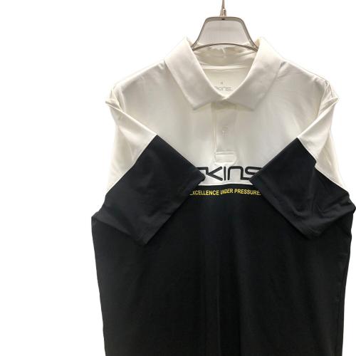 SKINS (スキンズ) ゴルフウェア ポロシャツ 184-21345-019 M ホワイト×ブラック