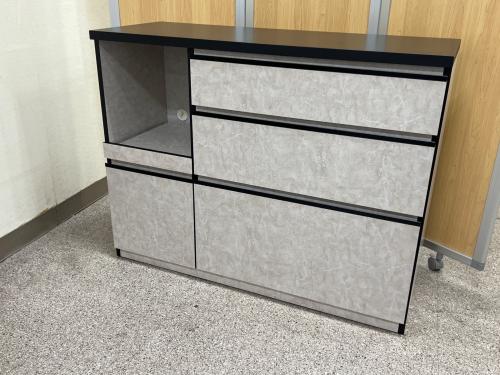 キッチンカウンター  大理石調　ライトグレー×ブラック