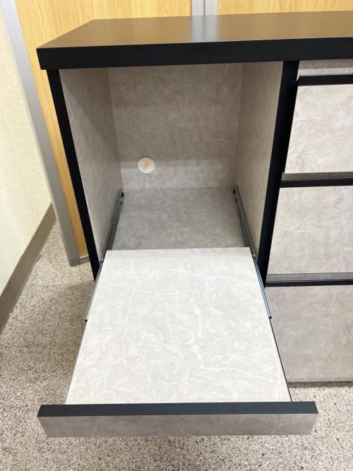 キッチンカウンター  大理石調　ライトグレー×ブラック