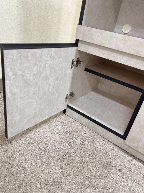 キッチンカウンター  大理石調　ライトグレー×ブラック