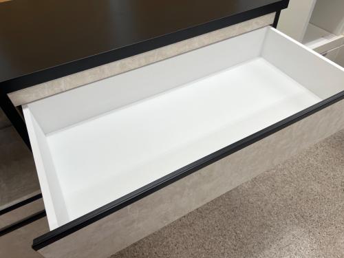 キッチンカウンター  大理石調　ライトグレー×ブラック