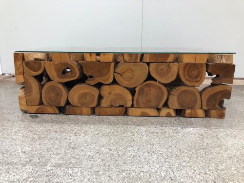 ブロックテーブル ブラウン