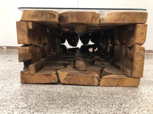 ブロックテーブル ブラウン