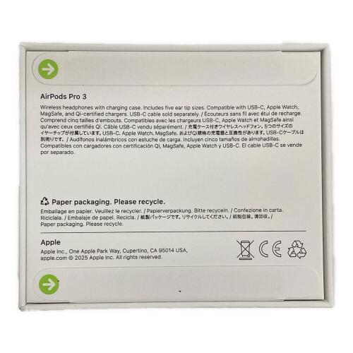 Apple (アップル) イヤホン AirPods Pro 3（エアポッズ プロ 3世代） MFHP4J/A A3063 A3064 A3122