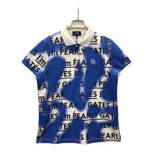 PEARLY GATES (パーリーゲイツ) ゴルフウェア(トップス) スプレー柄ポロシャツ 055-4260810 レディース SIZE 2 ブルー×ホワイト