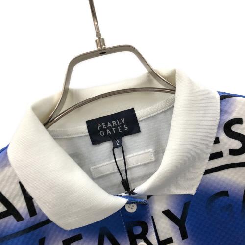 PEARLY GATES (パーリーゲイツ) ゴルフウェア(トップス) スプレー柄ポロシャツ 055-4260810 レディース SIZE 2 ブルー×ホワイト