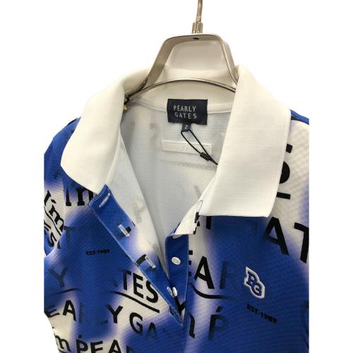 PEARLY GATES (パーリーゲイツ) ゴルフウェア(トップス) スプレー柄ポロシャツ 055-4260810 レディース SIZE 2 ブルー×ホワイト