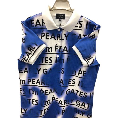 PEARLY GATES (パーリーゲイツ) ゴルフウェア(トップス) スプレー柄ポロシャツ 055-4260810 レディース SIZE 2 ブルー×ホワイト