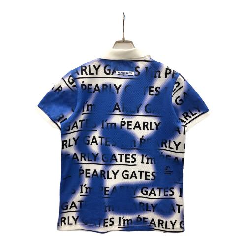 PEARLY GATES (パーリーゲイツ) ゴルフウェア(トップス) スプレー柄ポロシャツ 055-4260810 レディース SIZE 2 ブルー×ホワイト