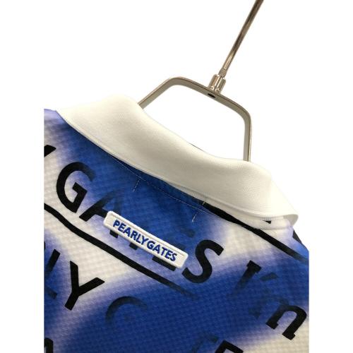PEARLY GATES (パーリーゲイツ) ゴルフウェア(トップス) スプレー柄ポロシャツ 055-4260810 レディース SIZE 2 ブルー×ホワイト