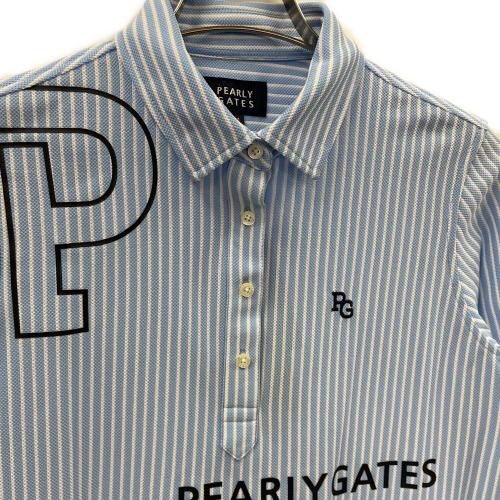 PEARLY GATES (パーリーゲイツ) ゴルフウェア(トップス) レディース SIZE M スカイブルー ストライプ
