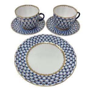 imperial porcelain（インペアル ポーセリン） コバルトネット ティーカップ&ソーサー 2Pセット プレート