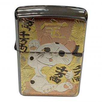 ZIPPO (ジッポ) オイルライター 2023年7月製 電鋳板 招き猫