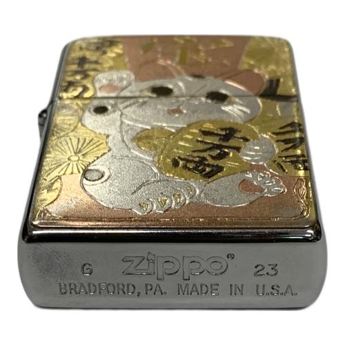 ZIPPO (ジッポ) オイルライター 2023年7月製 電鋳板 招き猫