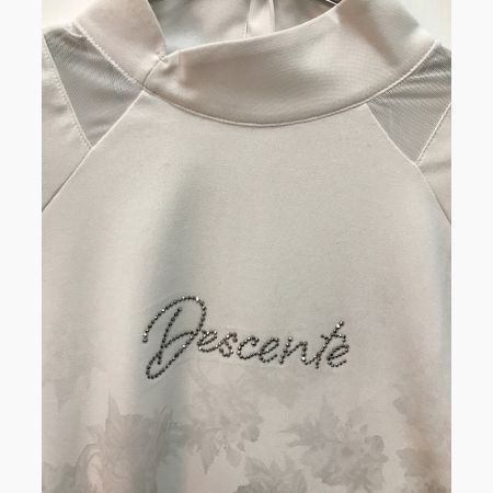 DESCENTE GOLF (デサントゴルフ) ボディシェルEX鹿の子変形ネックプリントシャツ ホワイト サイズ:L