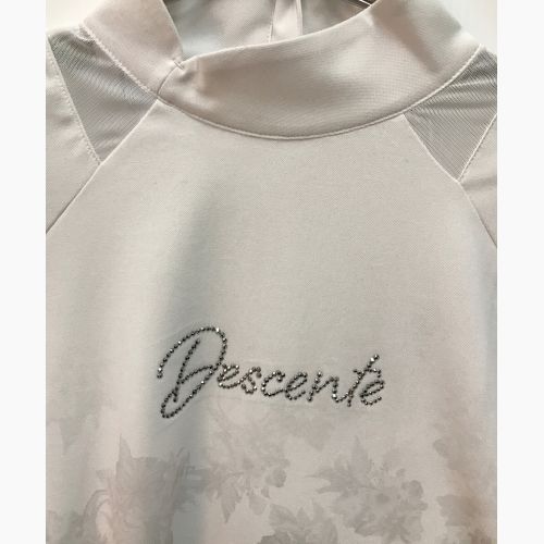 DESCENTE GOLF (デサントゴルフ) ボディシェルEX鹿の子変形ネックプリントシャツ ホワイト サイズ:L