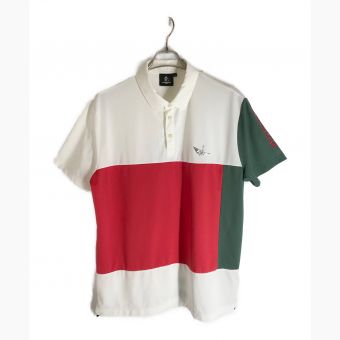1piu1uguale3 GOLF (ウノ ピゥ ウノ ウグァーレ トレ ゴルフ) ポロシャツ レッド×ホワイト サイズ:VI