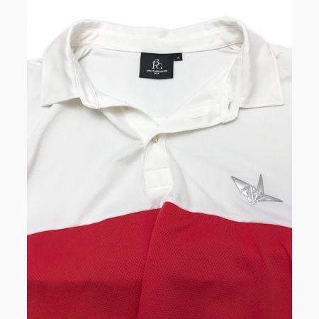 1piu1uguale3 GOLF (ウノ ピゥ ウノ ウグァーレ トレ ゴルフ) ポロシャツ レッド×ホワイト サイズ:VI