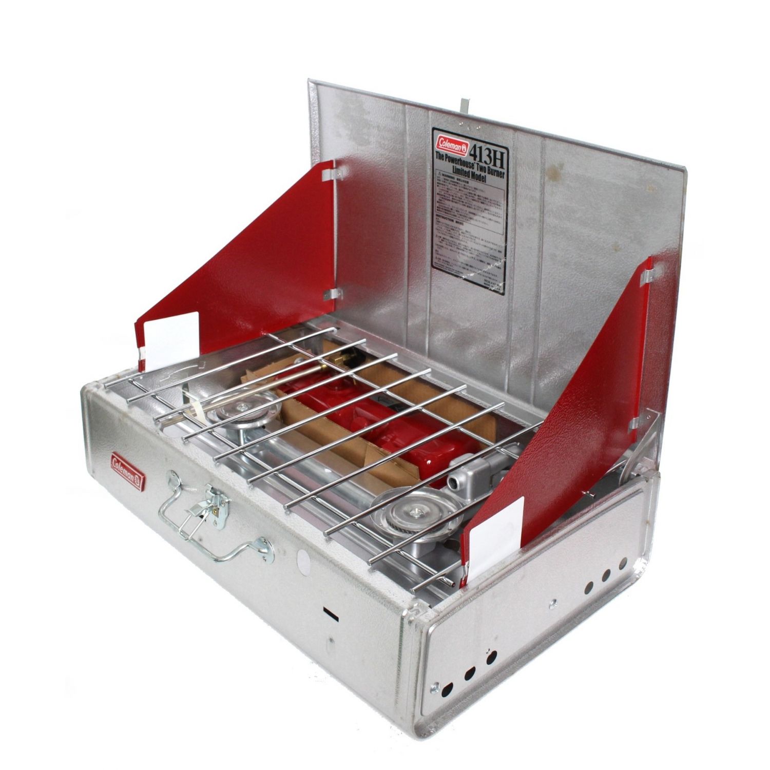 Coleman コールマン ガソリンツーバーナー 未使用品 413h490j Limited Model 銀赤 赤袖 442カラー トレファクonline