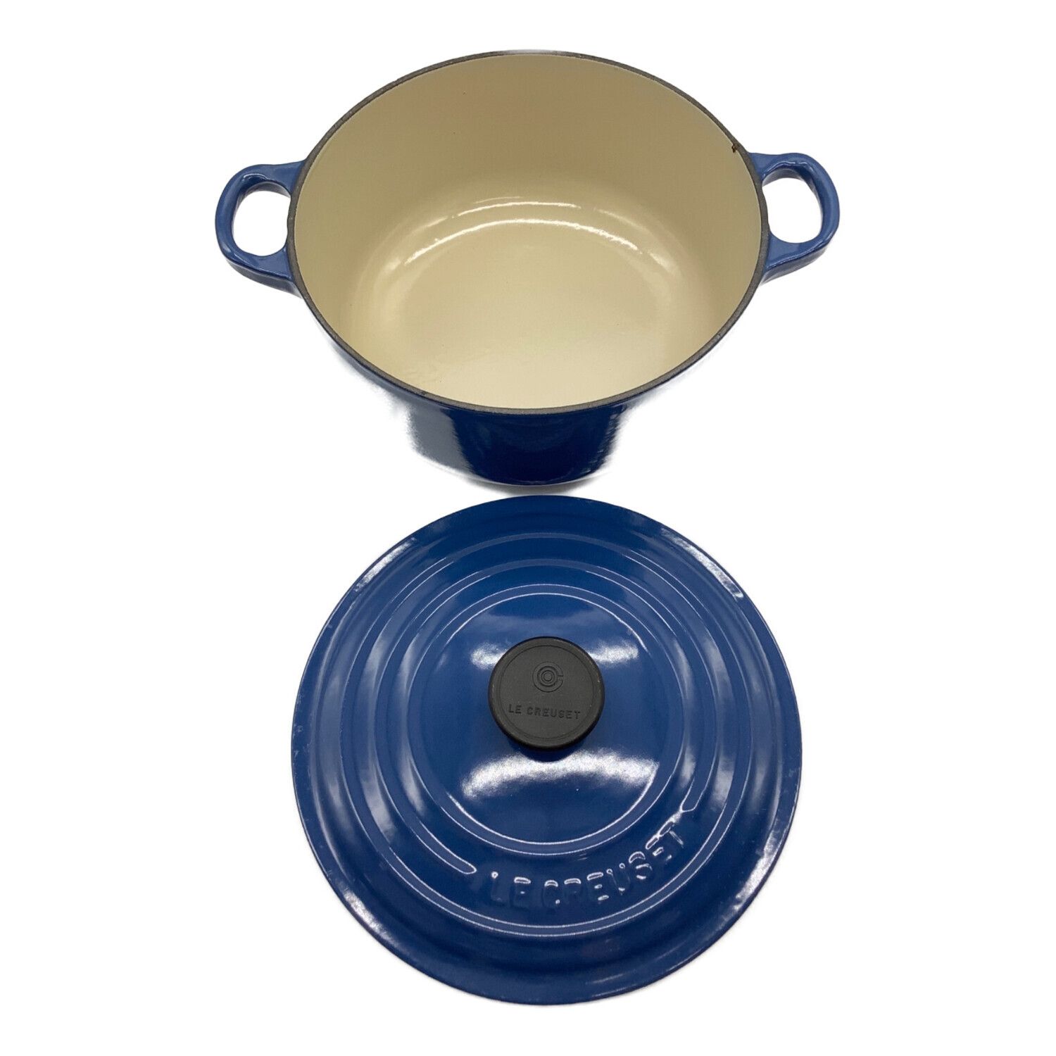 LE CREUSET (ルクルーゼ) 両手鍋 ブルー ココットロンド 20cm ブルー