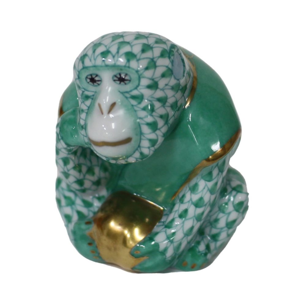 ヘレンド 干支シリーズ 『申』猿 2016 緑 箱付き 美品 - 置物