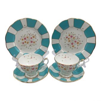 ROYAL ALBERT (ロイヤルアルバート) ティーカップ&ソーサー&プレートセット 100周年記念コレクション/ミント・デコ/Tea for one カップ2個・ソーサー2個・プレート2個