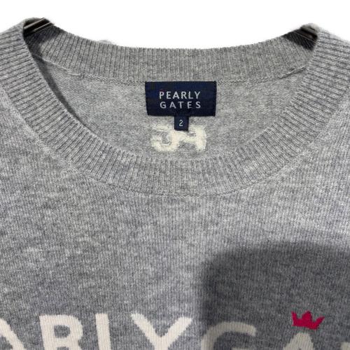 PEARLY GATES (パーリーゲイツ) ゴルフウェア(トップス) レディース SIZE L グレー カシミヤクルーネックニット 055-1270002
