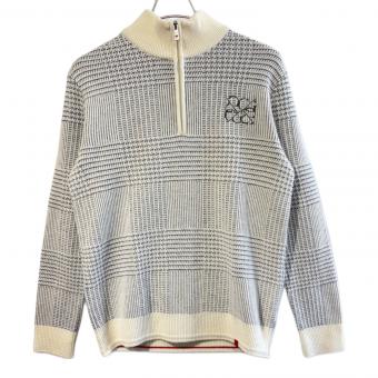 Callaway Golf (キャロウェイゴルフ) ゴルフウェア(トップス) メンズ SIZE M ホワイト×ブラック グレンチェックジャガード ハーフジップ ニット セーター