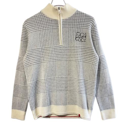 Callaway Golf (キャロウェイゴルフ) ゴルフウェア(トップス) メンズ SIZE M ホワイト×ブラック グレンチェックジャガード ハーフジップ ニット セーター