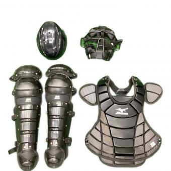 MIZUNO (ミズノ) ヘルメット・マスク・プロテクター・レガース・バッグ付 軟式用キャッチャー防具5点セット SIZE M ブラック